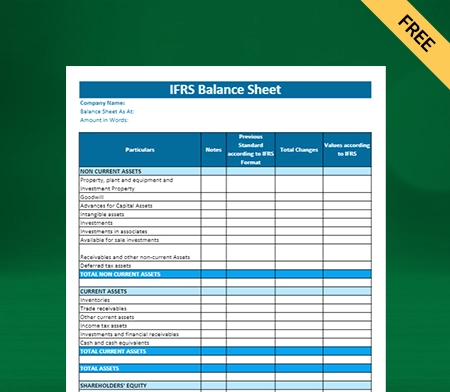 Download Free IFRS Balance Sheet Format in Excel