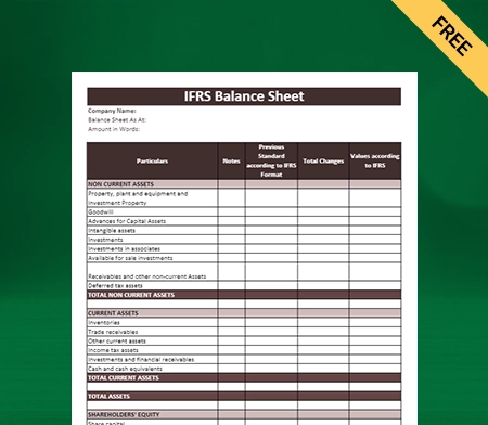 Download Best IFRS Balance Sheet Format in Excel