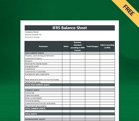 Download Professional IFRS Balance Sheet Format in Excel