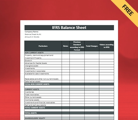 Download Customizable IFRS Balance Sheet Format in Pdf