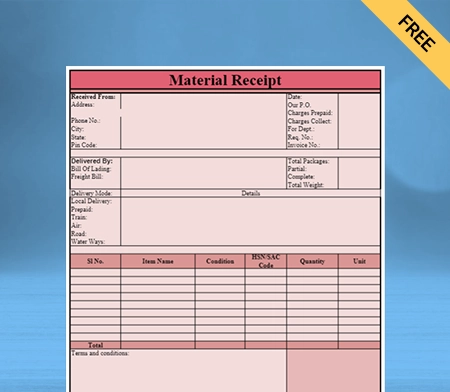 Download Material Receipt Format in Doc