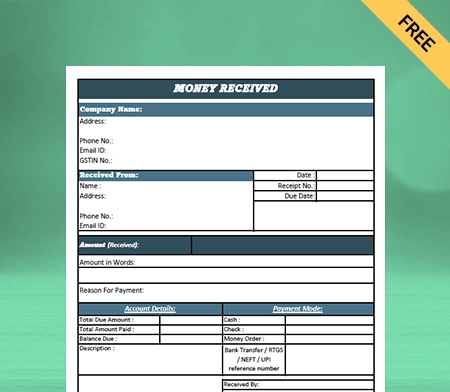 Download Customizable Money Receipt Format in Sheets
