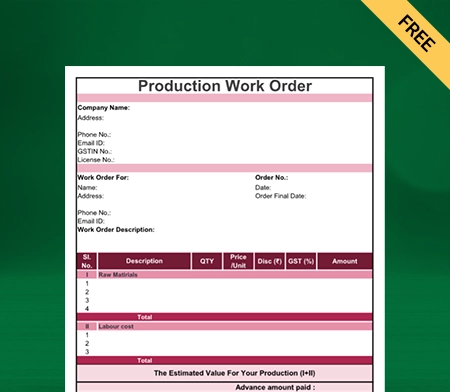Download Production Format in Excel