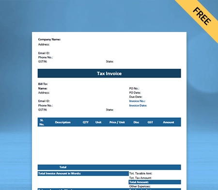 Download Free Purchase Invoice Format in Docs