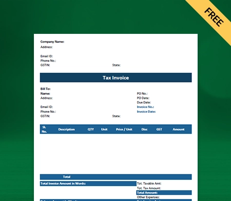 Download Free Purchase Invoice Format in Excel
