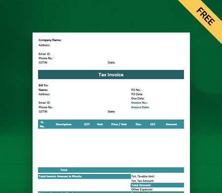 Download Professional Purchase Invoice Format in Excel