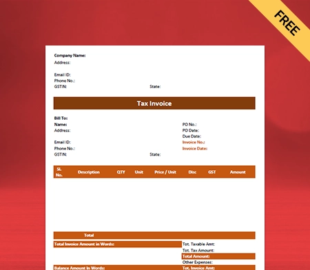 Download Purchase Invoice Format in Pdf