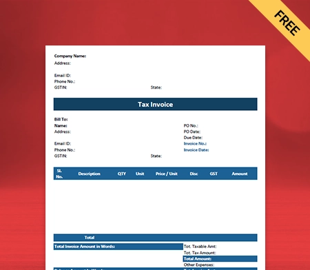 Download Free Purchase Invoice Format in Pdf