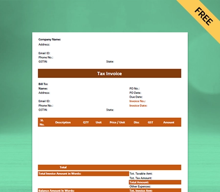 Download Purchase Invoice Format in Sheets