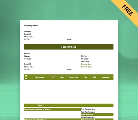 Download Best Purchase Invoice Format in Sheets