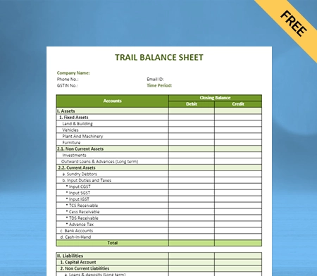 Download Best Trial Balance Sheet Format in Doc