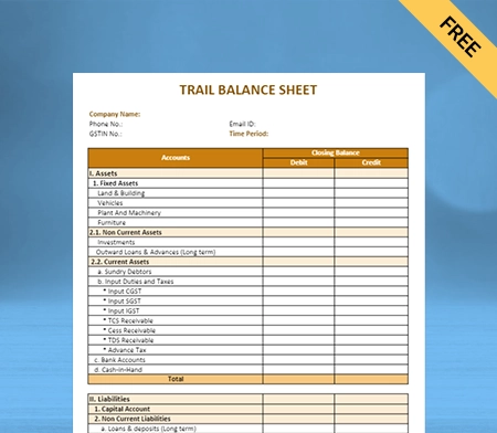 Download Customizable Trial Balance Sheet Format in Doc