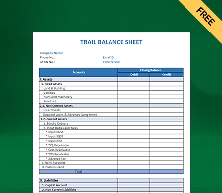 trial balance worksheet excel template