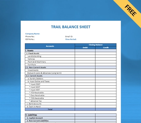 Download Trial Balance Sheet Format in Word