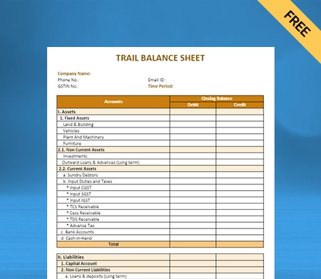 Download Customizable Trial Balance Sheet Format in Word