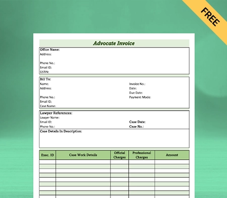 Download Advocate Bill Format in Sheets