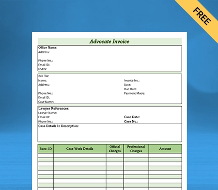Download Advocate Bill Format in Word