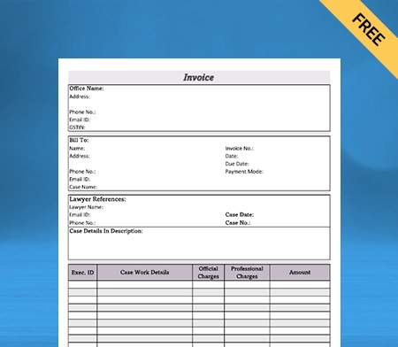 Download Professional Advocate Bill Format in Word