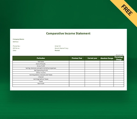 Download Comparative Income Statement Format in Excel