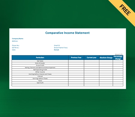 Download Free Comparative Income Statement Format in Excel