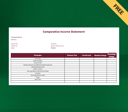 Download Best Comparative Income Statement Format in Excel