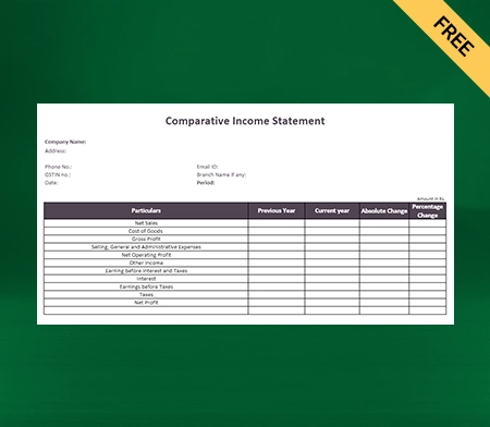 Download Professional Comparative Income Statement Format in Excel