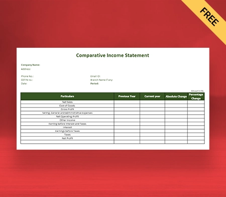 Download Comparative Income Statement Format in Pdf