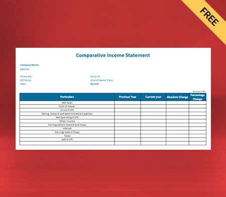 Download Free Comparative Income Statement Format in Pdf