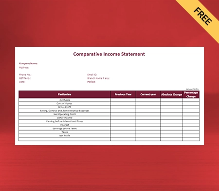Download Best Comparative Income Statement Format in Pdf