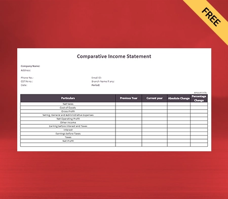 Download Professional Comparative Income Statement Format in Pdf