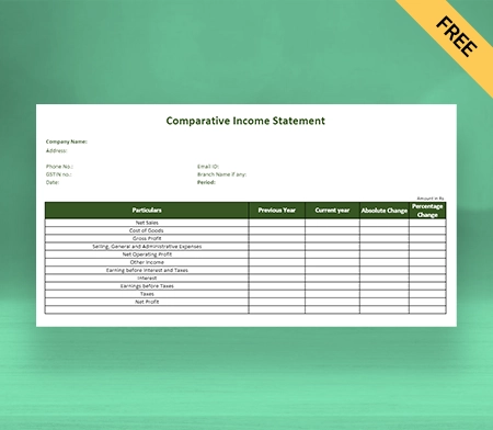 Download Comparative Income Statement Format in Sheets