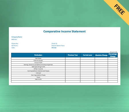 Download Free Comparative Income Statement Format in Sheets