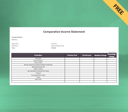 Download Professional Comparative Income Statement Format in Sheets