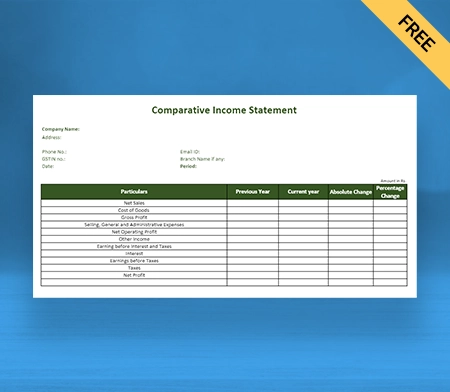 Download Comparative Income Statement Format in Word