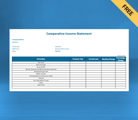 Download Free Comparative Income Statement Format in Word
