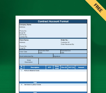 Download Contract Account Format in Excel