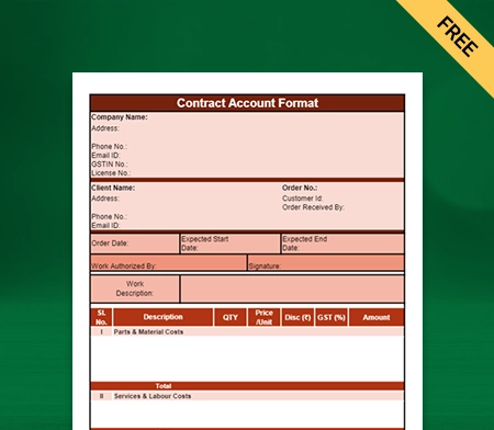 Download Best Contract Account Format in Excel