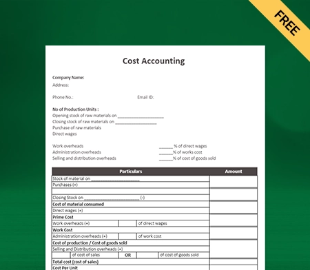Download Professional Cost Accounting Format in Excel