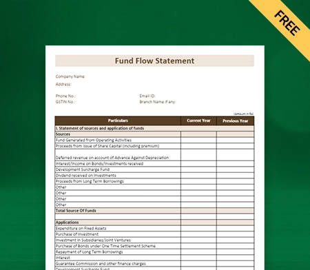 Download Best Fund Flow Statement Format in Excel