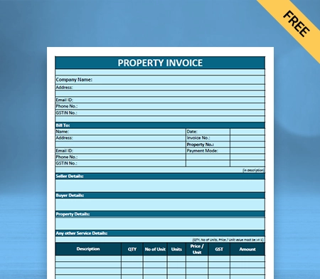 Download Free Property Invoice Template in Docs
