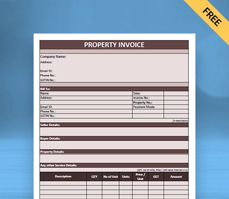 Download Best Property Invoice Template in Docs