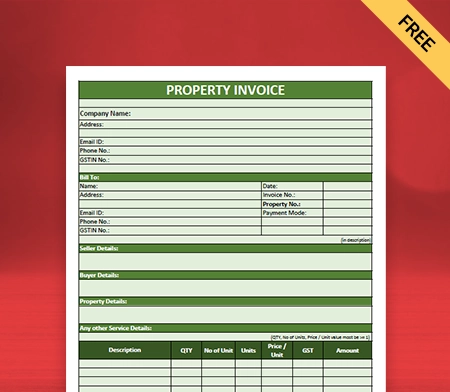 Download Property Invoice Template in Pdf