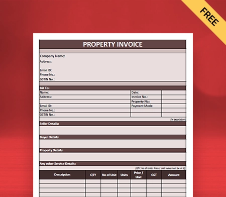 Download Best Property Invoice Template in Pdf