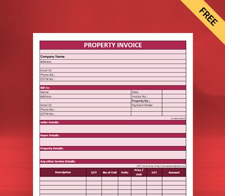 Download Professional Property Invoice Template in Pdf
