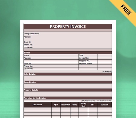Download Best Property Invoice Template in Sheets