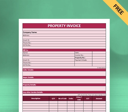 Download Professional Property Invoice Template in Sheets