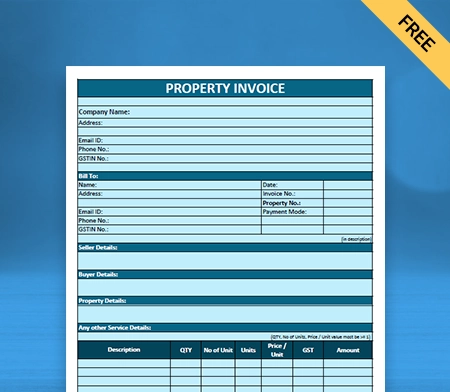 Download Free Property Invoice Template in Word