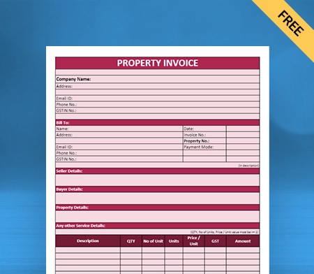 Download Professional Property Invoice Template in Word