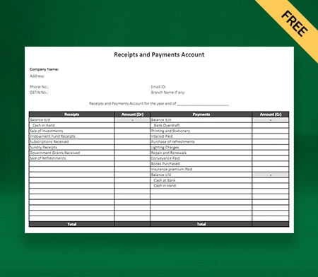 Download Free Receipt And Payment Account Format in Excel