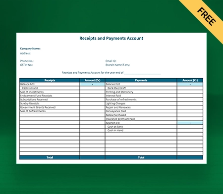 Download Best Receipt And Payment Account Format in Excel